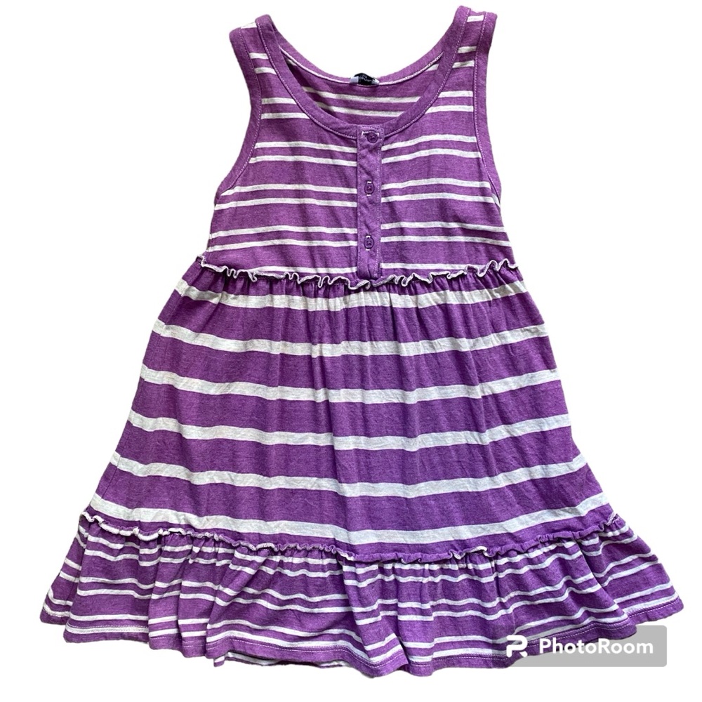 Splendid Girls Purple Cream Striped Ruffle Dress NEW! Size 5/6